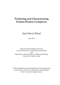 Predicting and Characterising Protein-Protein Complexes