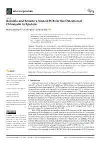 Reliable and Sensitive Nested PCR for the Detection of Chlamydia in Sputum