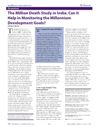 The Million Death Study in India: Can It Help in Monitoring the Millennium Development Goals? Zulﬁ Qar A