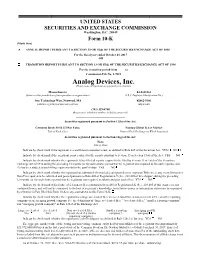 Analog Devices, Inc. (Exact Name of Registrant As Specified in Its Charter)