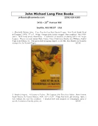 John Michael Lang Fine Books Jmlbooks@Isomedia.Com (206) 624 4100
