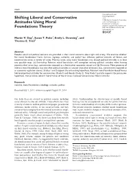 Shifting Liberal and Conservative Attitudes Using Moral Foundations