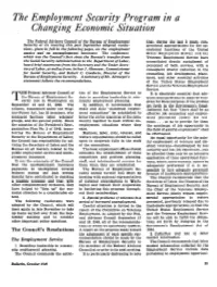 The Employment Security Program in a Changing Economic Situation