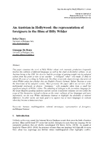The Representation of Foreigners in the Films of Billy Wilder