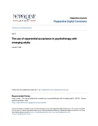 The Use of Experiential Acceptance in Psychotherapy with Emerging Adults
