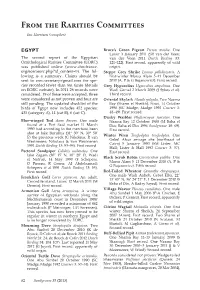 From the Rarities Committees Ian Harrison (Compiler)