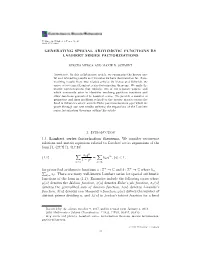 Generating Special Arithmetic Functions by Lambert Series Factorizations