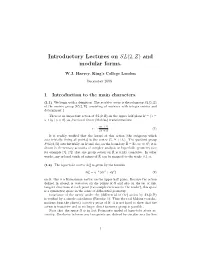 Introductory Lectures on SL(2,Z) and Modular Forms