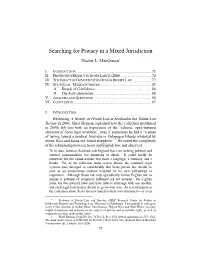 Searching for Privacy in a Mixed Jurisdiction