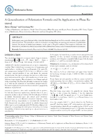 A Generalization of Polarization Formula and Its Application In