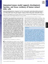 Humanized Mouse Model Supports Development, Function, and Tissue