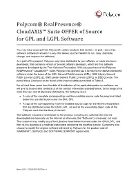 Polycom Realpresence Cloudaxis Open Source Software OFFER