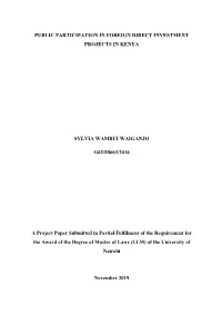 Public Participation in Foreign Direct Investment Projects in Kenya