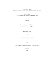 The Use of Style in the Arguments of Penn Jillette