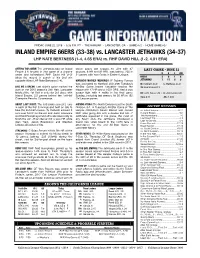 06.22.18 Game Notes Vs. IE (Hill)