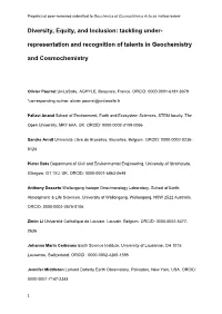 Diversity, Equity, and Inclusion: Tackling Under- Representation and Recognition of Talents in Geochemistry and Cosmochemistry