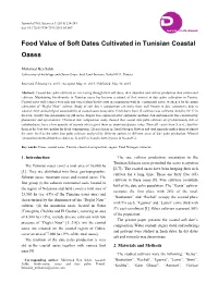 Food Value of Soft Dates Cultivated in Tunisian Coastal Oases