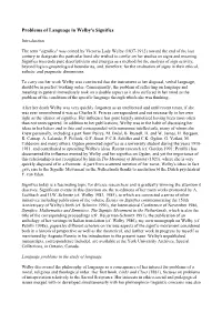 Problems of Language in Welby's Significs