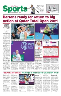 Bertens Ready for Return to Big Action at Qatar Total Open 2021 Muguruza to Take on Kudermetova in Opening Day Clash at Khalifa International Complex