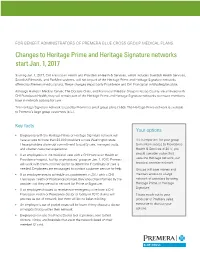 Changes to Heritage Prime and Heritage Signature Networks Start Jan