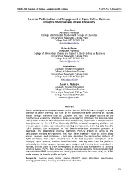 Learner Participation and Engagement in Open Online Courses: Insights from the Peer 2 Peer University