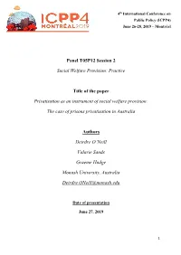 Practice Title of the Paper Privatisation As an Instrument of Social Welfare Pr