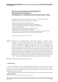 Recovery and Processing of Hydrological and Hydrogeochemical Parameters for Researches on Earthquake Short-Term Precursors in Italy