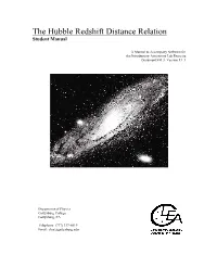 The Hubble Redshift Distance Relation Student Manual