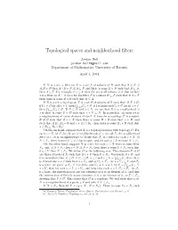 Topological Spaces and Neighborhood Filters