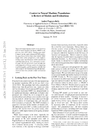 Context in Neural Machine Translation: a Review of Models and Evaluations