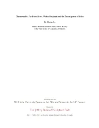Der Blaue Reiter, Walter Benjamin and the Emancipation of Color