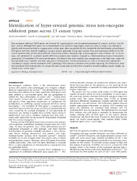 Identification of Hyper-Rewired Genomic Stress Non-Oncogene