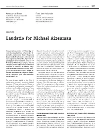 Laudatio for Michael Aizenman NAW 5/4 Nr