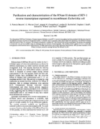 Purification and Characterization of the Reverse Transcriptase Expressed In