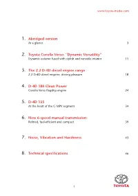 1. Abridged Version 2. Toyota Corolla Verso: “Dynamic Versatility”