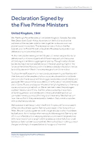 Declaration Signed by the Five Prime Ministers / 1
