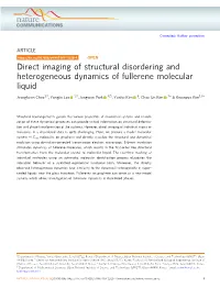 Direct Imaging of Structural Disordering and Heterogeneous Dynamics of Fullerene Molecular Liquid