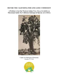 Petition to List the Western Joshua Tree Under the California Endangered Species
