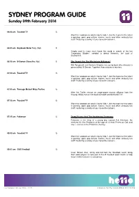 SYDNEY PROGRAM GUIDE Sunday 09Th February 2014
