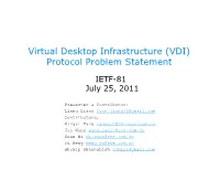 (VDI) Protocol Problem Statement