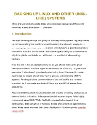 Backing up Linux and Other Unix(- Like) Systems