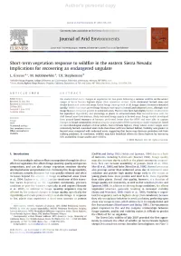 Journal of Arid Environments Short-Term Vegetation Response To
