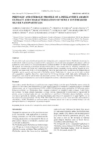 Phenolic and Sterolic Profile of a Phyllanthus Amarus Extract and Characterization of Newly Synthesized Silver Nanoparticles