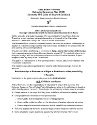 Tulsa Public Schools Behavior Response Plan (BRP) (Formerly TPS Code of Student Conduct)