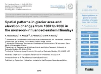 Spatial Patterns in Glacier Area and Elevation Changes from 1962 to 2006