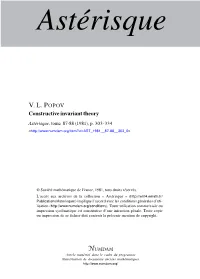 Constructive Invariant Theory Astérisque, Tome 87-88 (1981), P