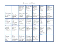 December Lunch Menu