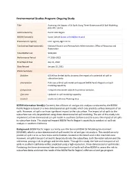 Environmental Studies Program: Ongoing Study