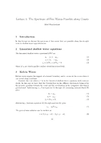 Lecture 5: the Spectrum of Free Waves Possible Along Coasts