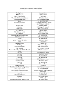 Leicester Square Occupiers – List of Members Trading Name Property Address Mckinsey & Co 1 Jermyn Street M&M's World